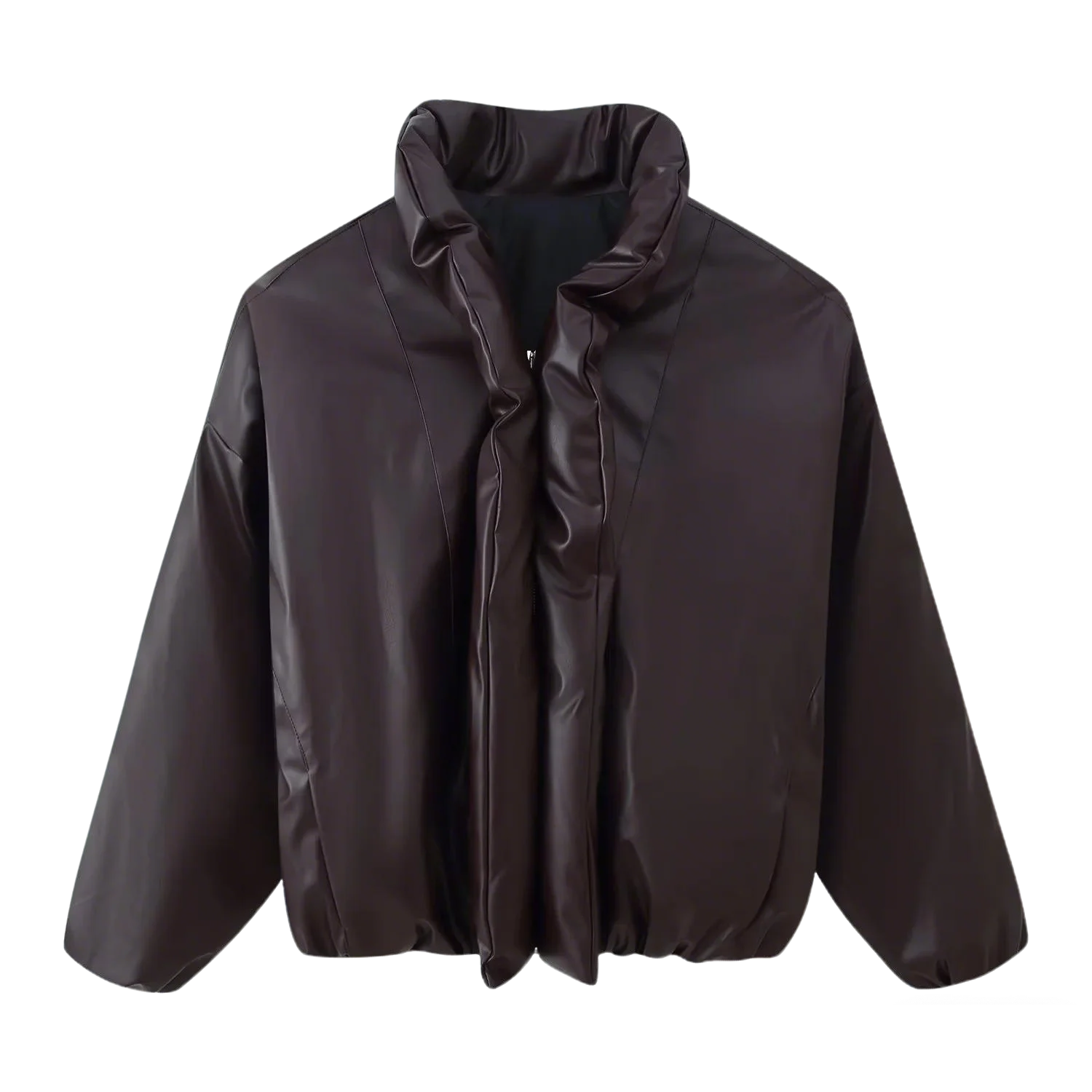 Cappotto invernale da donna nuovo vestibilità ampia lungo Sve in pelle PU con cerniera decorata in cotone Jaet collo alto capispalla Faion