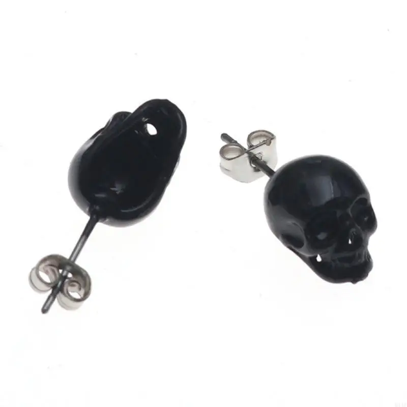 91AF Niche Hip-hop Earrings Retro 3D Skull for Head Earrings for Young Men and B