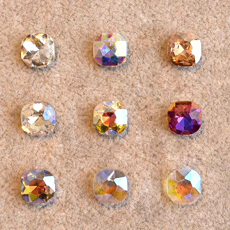 Pointed Bottom Fertilizer Square Nail Art Rhinestone Multi Faceted Shiny High Quality Crystal Stone 3D Fingernail Decoration 8mm