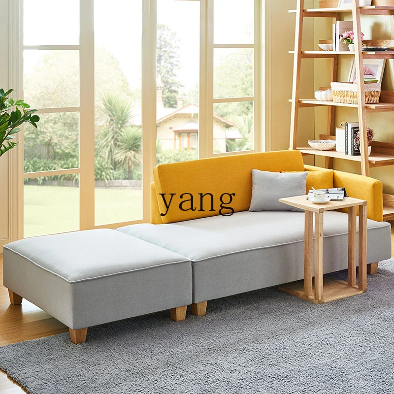 LTT Nordic style multi-functional dual-purpose sitting and sleeping sofa bed solid wood living room bedroom fabric sofa