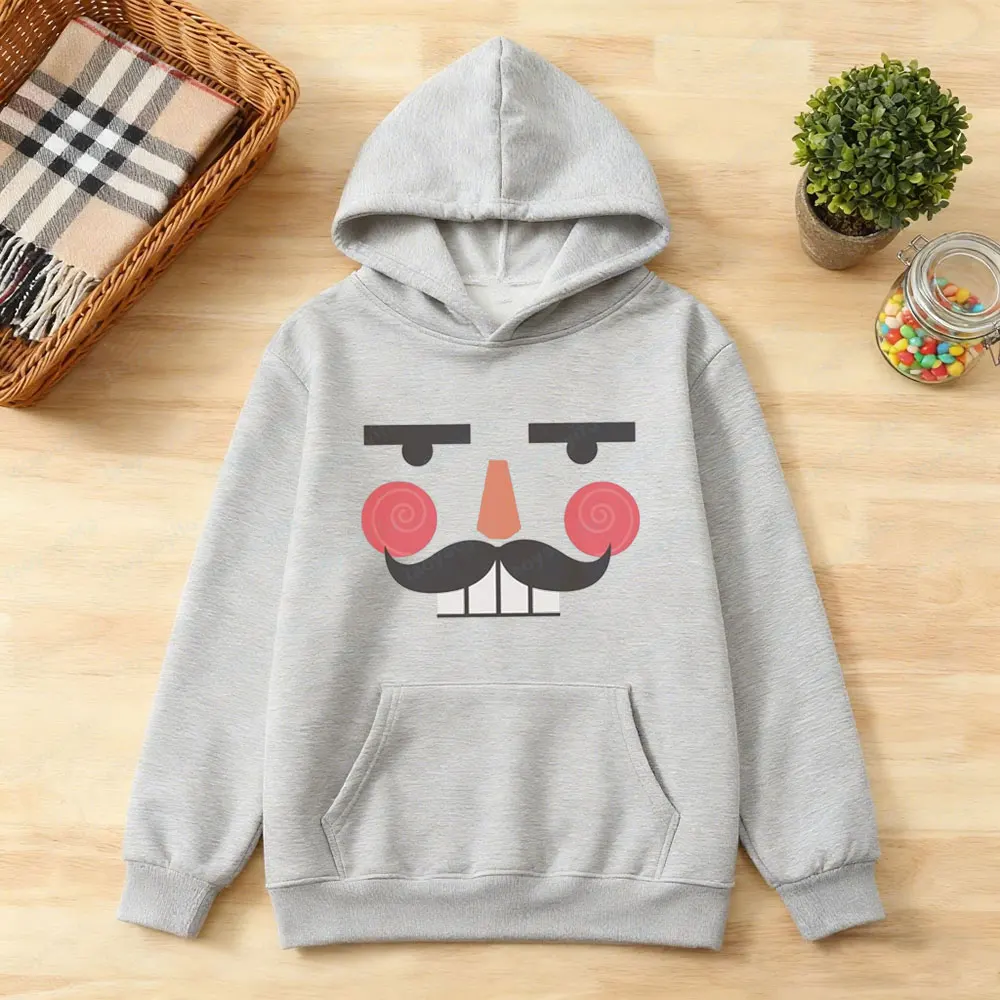 Einzigartige Nussknacker-Gesicht Hoodies Cooles Spielzeug Soldat Weihnachtskleidung Familienurlaub Sweatshirt Männer Frauen Unisex Casual Streetwear
