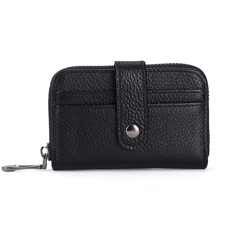 Genuine Leather Men & Women Mini Short Wallet Cow Leather Coin Purse Solid Card Holder Slim Wallet Money Purse Blue Red