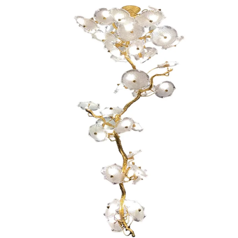 

Duplex stair light, empty zen light luxury high-end, villa living room lotus leaf light