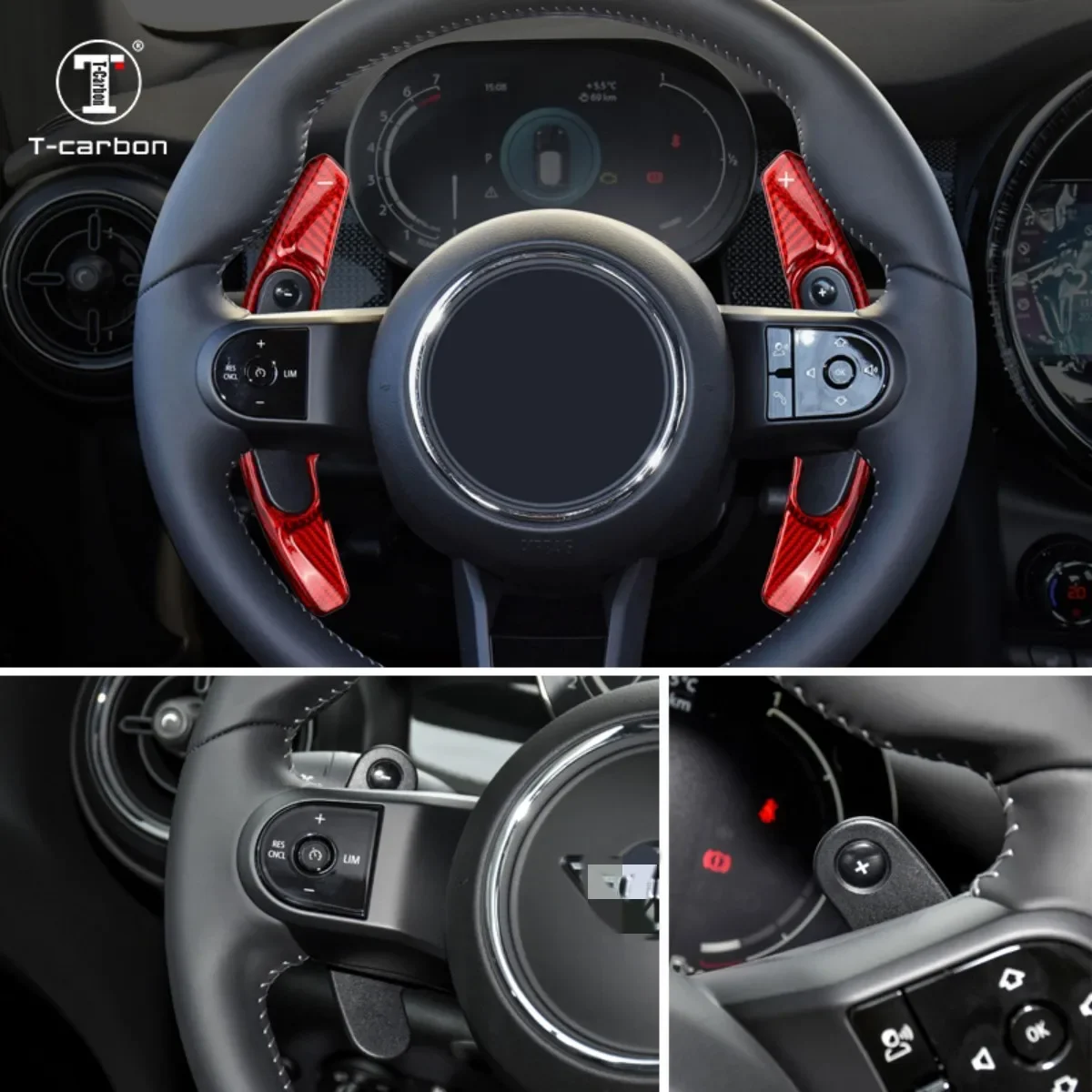 Carbon Fiber Steering Wheel Extension Paddle Shift For MINI Cooper S ONE JCW Clubman MK3 F54 F55 F56 F57 F60 DSG T-carbon Paddle