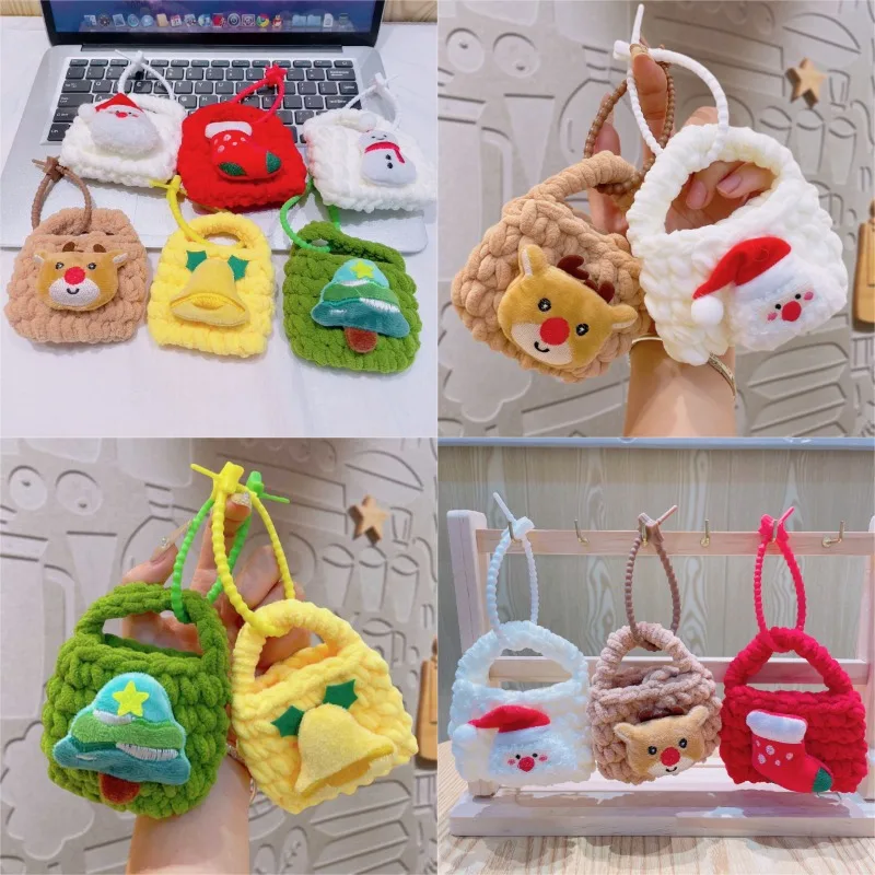 

Ручное вязание, плюшевый брелок, колокольчик Санта-Клауса, рождественская елка, кукла, кошелек для монет, сумка для наушников, подвеска, брелок для ключей, рождественский подарок для девочек