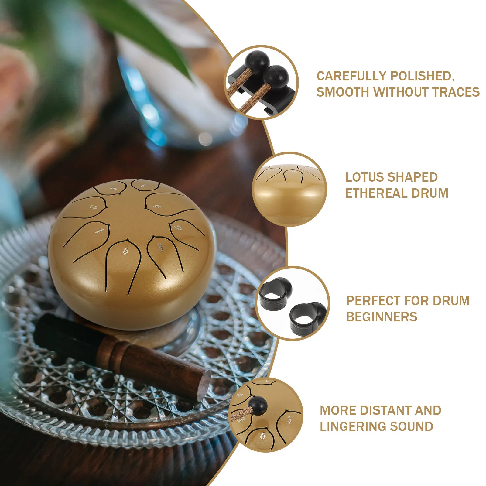 

Ethereal Drum Pocket Steel Tongue Mallet Hand Percussion Instrument Creative Delicate