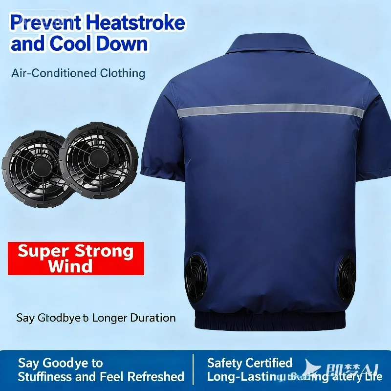 

Мужская куртка с электрическим вентилятором и коротким рукавом, охлаждающая одежда для защиты от жары, для рыбаков и рабочих, спецодежда с функцией охлаждения