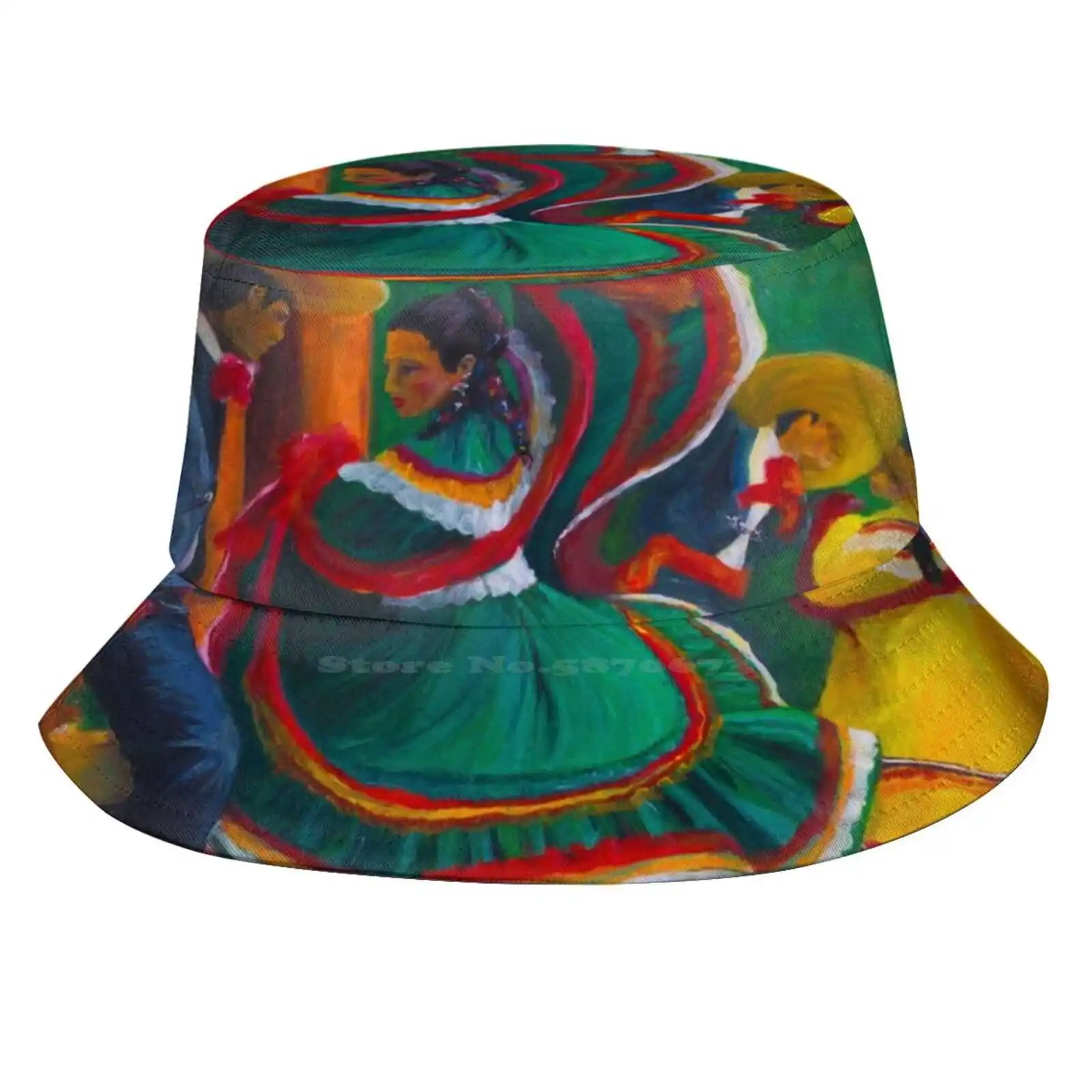 Baile Folklorico Sun Cap Fisherman Hat Bucket Hats Folkloric Dance Folk Dance Spanish Baile Mariachi Green Yellow Blue Red