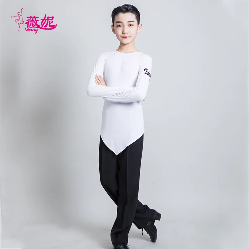 Платье для латинских танцев Venny, топ для мальчиков, облегающая одежда для выступлений для тренировок и сцены, костюмы для бальных танцев