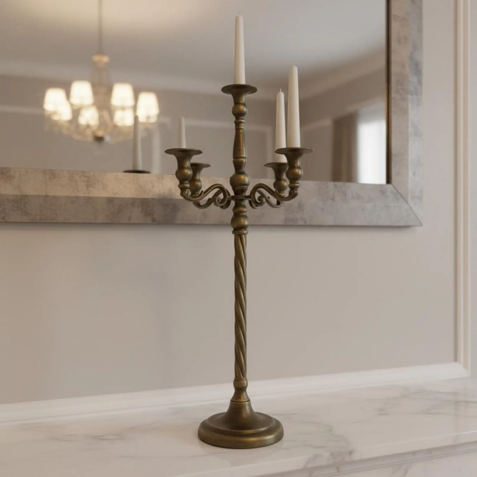 5 Arm Candelabra Ornamental 5-Arm Candle Holder Candelabra Weighted Base Metal Candle Holder Easy to Clean for Living Room view 6