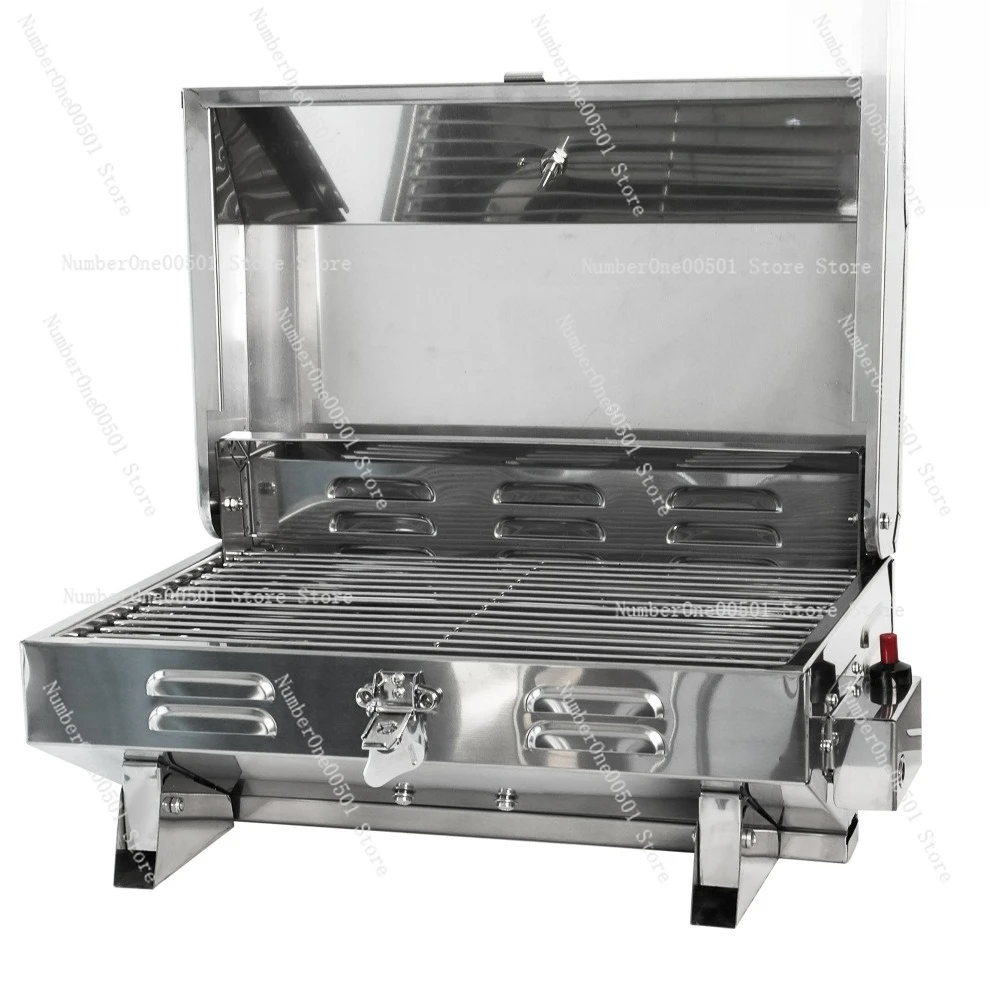 

Yacht BBQ Grill Stainless Steel Outdoor Carry Gas Cassette with Rod Holder Rod Insertion Marine BBQ Grill