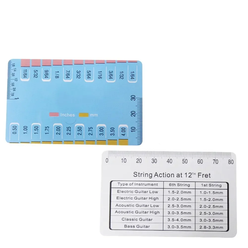 Guitarra acústica elétrica string action gauge altura régua ferramentas de medição peças dupla face ação calibre governantes portátil