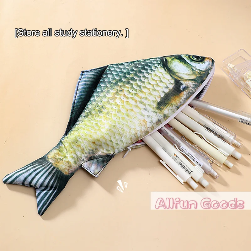 Creative Simulated Salted Fish Pencil Case Large Capacity Pencils Pouch Cute Pencil Bag Funny Back To School Acsesories Gift