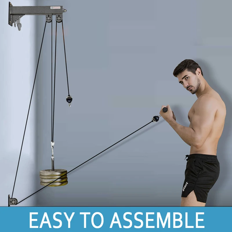 Wall-Mounted Gym Pulley System - Multi-Functional Cable Machine for Lat & Row Exercises, Home Gym Strength Training Equipment