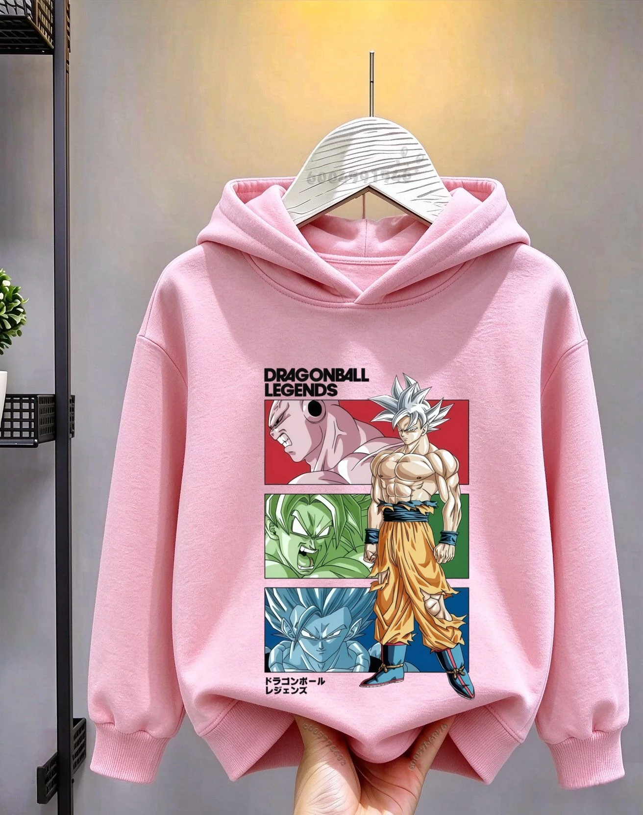 Kids Fleece Hoodie Dragon Ball LegendsGoku Villains Panel GraphicPrint LooseWarm Pullover AutumnWinterChildren Hooded Sweatshirt