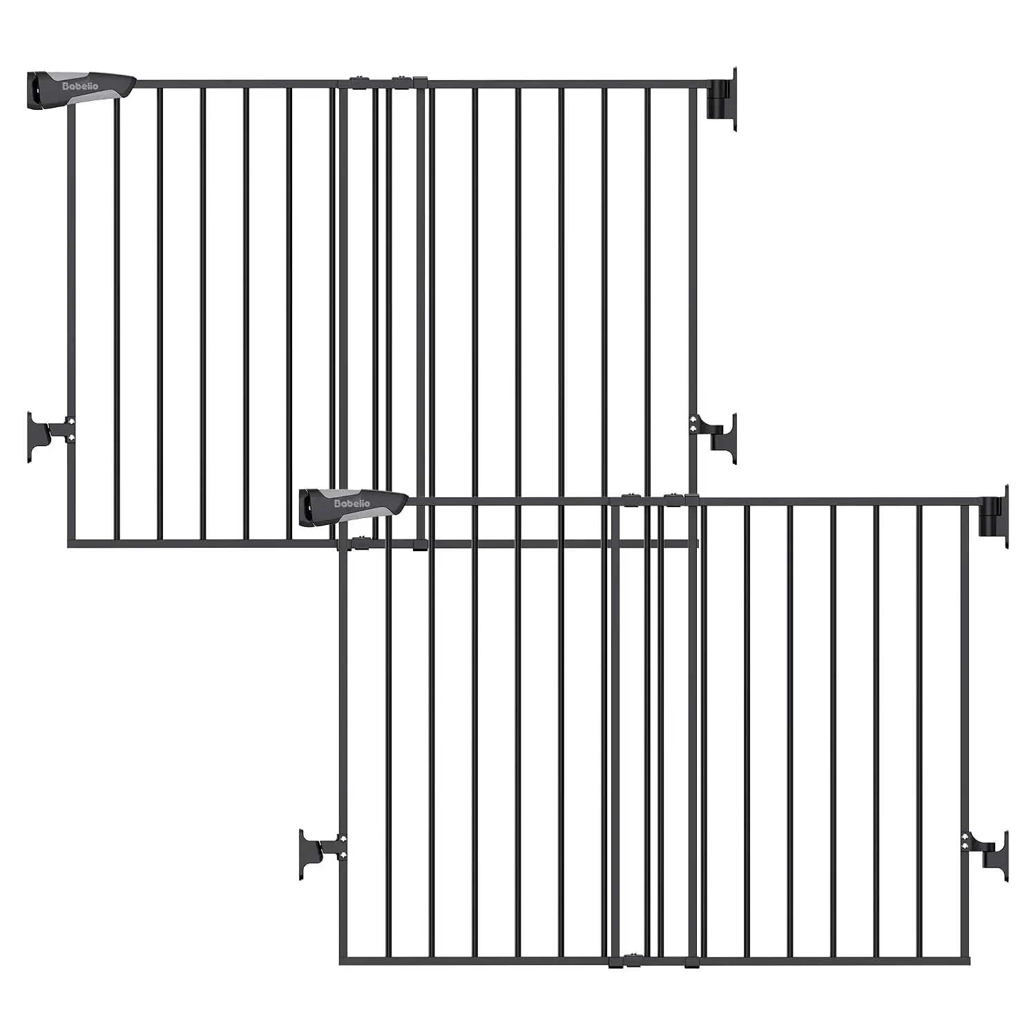 Babelio Baby Gate for Stairs, Kitchen & Doorways, No Bottom Bar| Easy Installation| One-Handed Operation| Auto-Close| Hardware M
