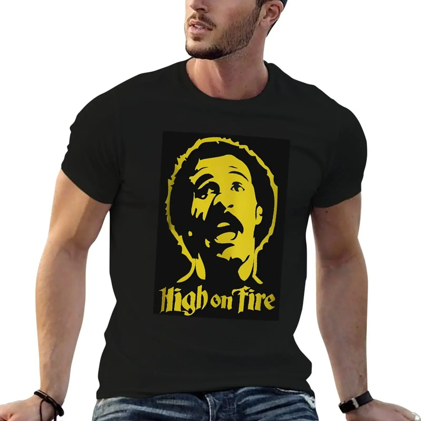 high on fire logo T-Shirt blanks basketball graphic tees plus size clothes oversized t shirt oversized t shirts for men