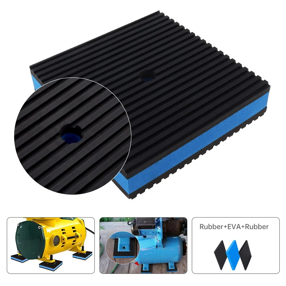 Ribbed Rubber Anti-Vibration Pads 4pcs for HVAC Equipment Air Compressors Washers Dryers and Other Vibration-Prone Machinery