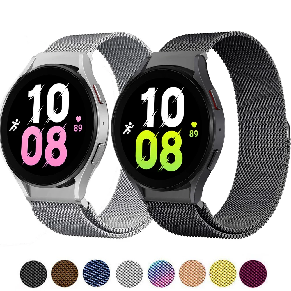 شريط حلقي مغناطيسي لساعة سامسونج جالاكسي ، شبكة ستانلس ستيل ، ساعة كلاسيكية ، 6 ، 5 ، 4 ، 40 ، 44 ، 42 ، 46 حزام ، 20