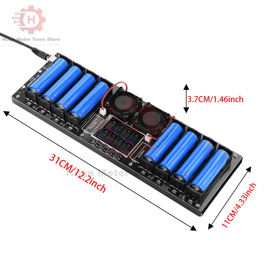 18650 Lithium Battery Capacity Tester Module Type-C 2.4 Inch Color Screen Display 8 Channel Charging and Discharging Module