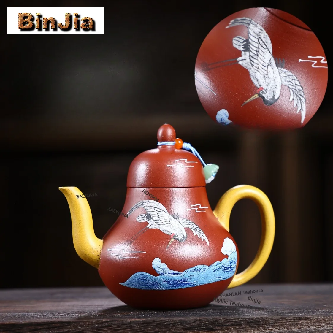 BAEJORIA 200ml Antique Yixing Purple Clay Teapots Handmade Crane Siting Pot Raw Ore Red Clear Water Mud Kettle Zisha Tea Craft
