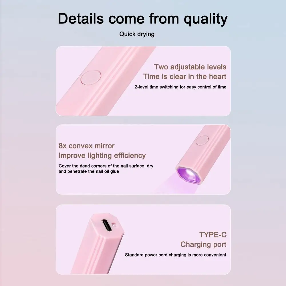 แบบพกพา UV/LED ปากกาสไตล์เครื่องเป่าเล็บเจลเล็บมือถือเจลโคมไฟแห้ง Fast Curing UV Light เล็บเครื่องมือ