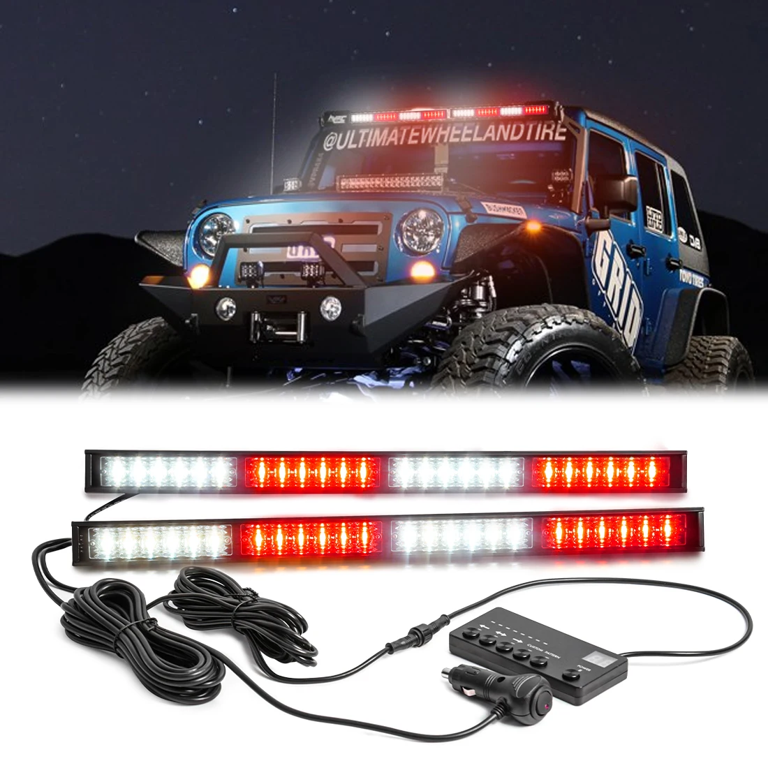 

2-in-1 24LED Car Front Windshield Warning Lamp Bar 12V Suction Cup Emergency Strobe Flashlight Traffic Police Light For Trucks