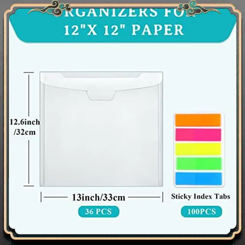 ASMA-36Pcs Scrapbook Organization With Buckle Design,With 100Pieces Multicolor Sticky Index Tabs For Holding 12X12inch Paper