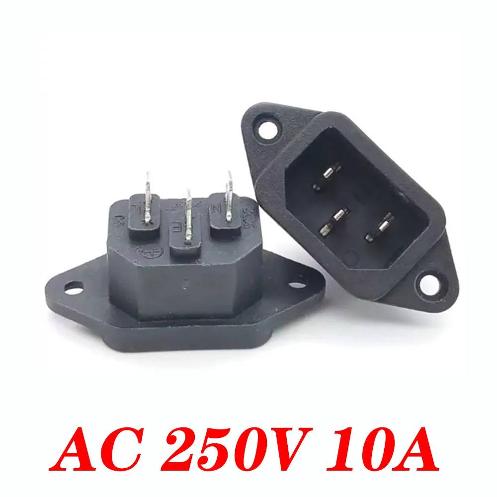 250V10A Schwarz 3Pins Terminal lEC320 C14 Einlass Steckdose AC-04 Panel Mount AC Buchse Stecker Aufladen