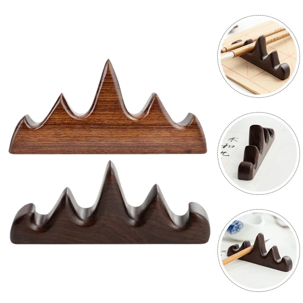 

2 Pcs Five-finger Pen Holder Calligraphy Brush Support Rest Rack for Solid Wood