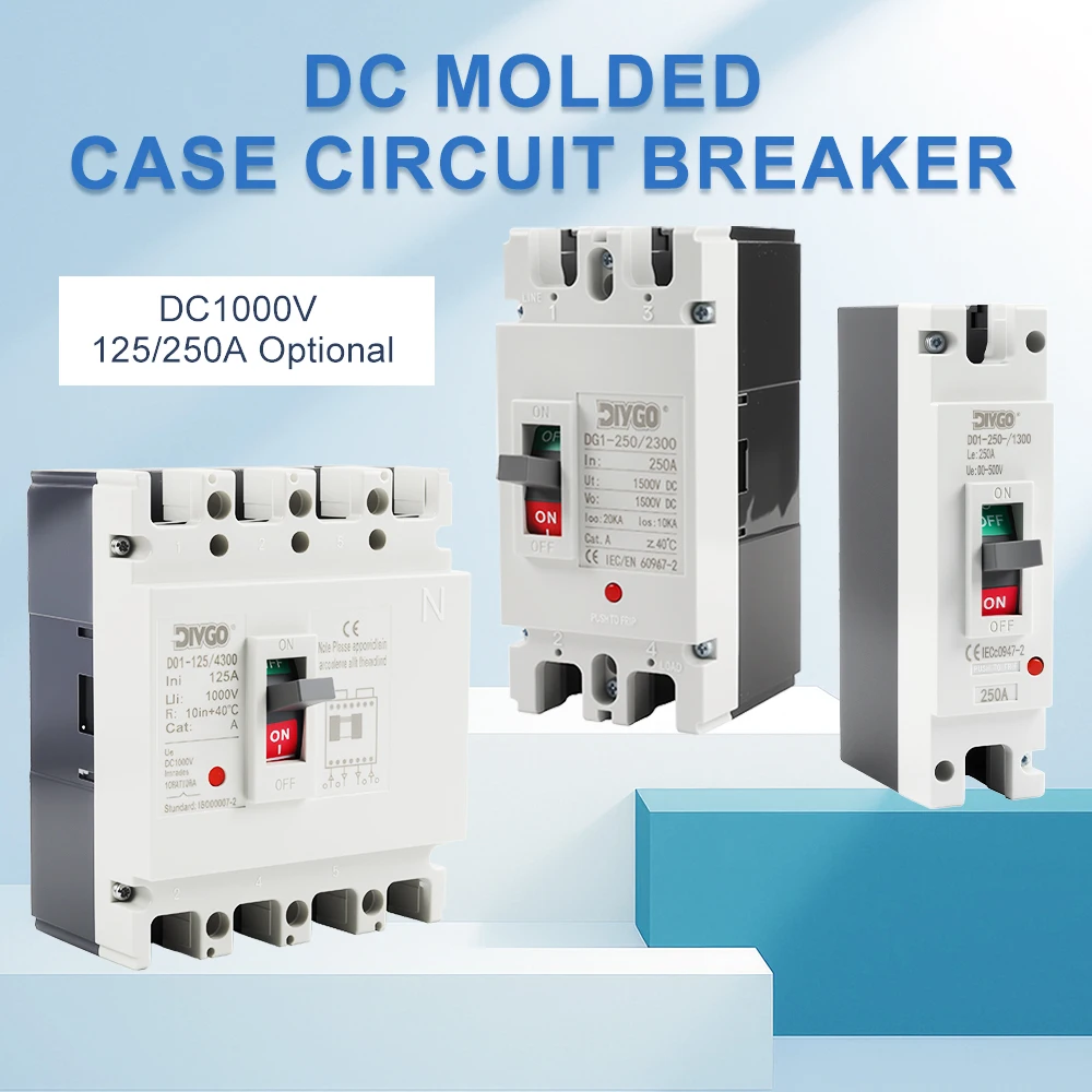 تيار مستمر مصبوب قطاع دارة 1P 2P 4P ماس كهربائى حماية الزائد حماية التبديل MCCB 500 فولت 1000 فولت للطاقة الشمسية الضوئية #1