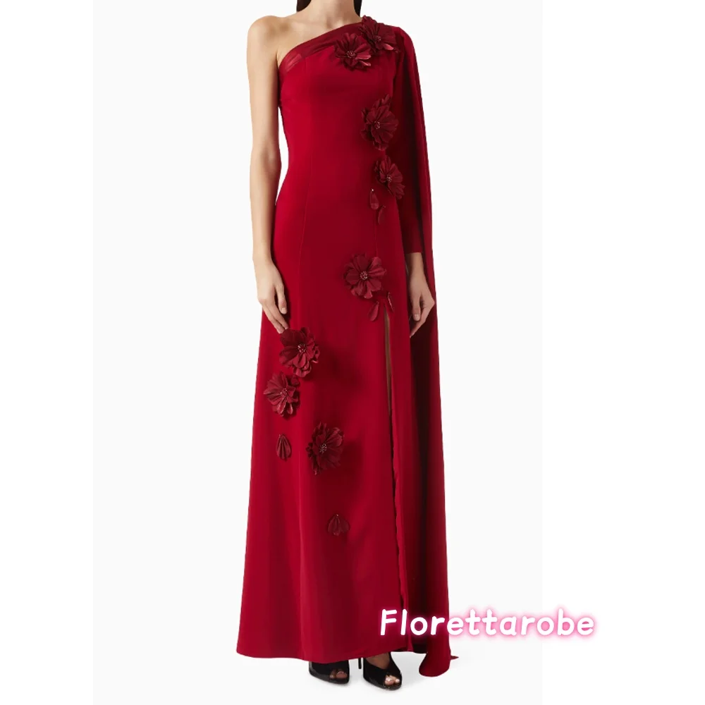 

Florettarobe Длинные вечерние платья на одно плечо Элегантные вечерние платья для выпускного вечера Цветы длиной до пола Пром платья по индивидуальному заказу