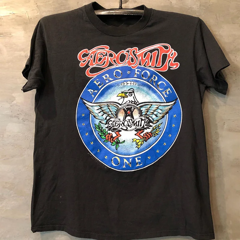 

2025 Aerosmith Europe and America Rock Rock Trend Short Sleeve American Vintage Men's and Women's T-shirts High Quality Luxury