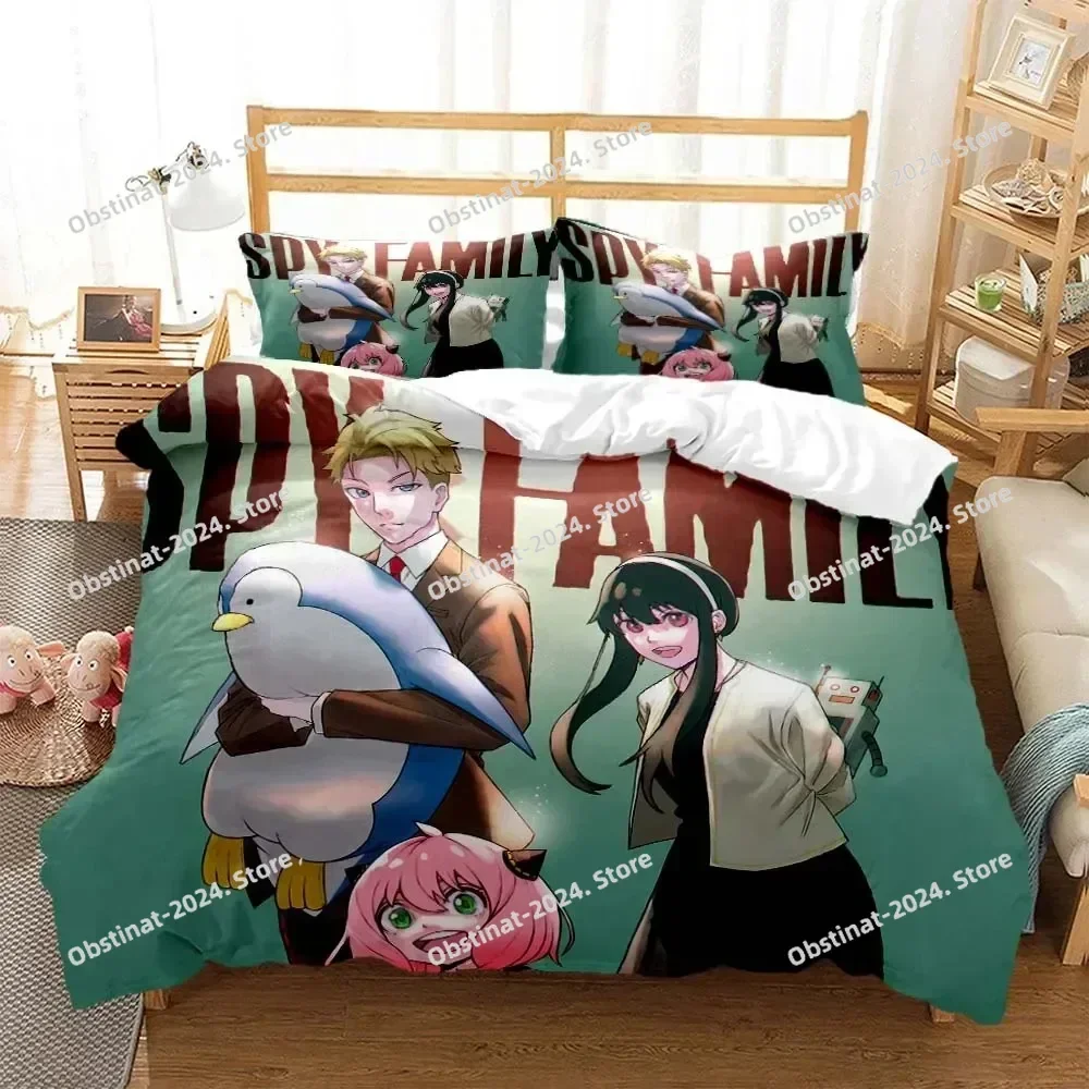 Anime Spy × Family Anya Bedding Set Printed With Pillowcase Bed Duvet Cover Soft Single Double Queen Super King Size Kids Adult