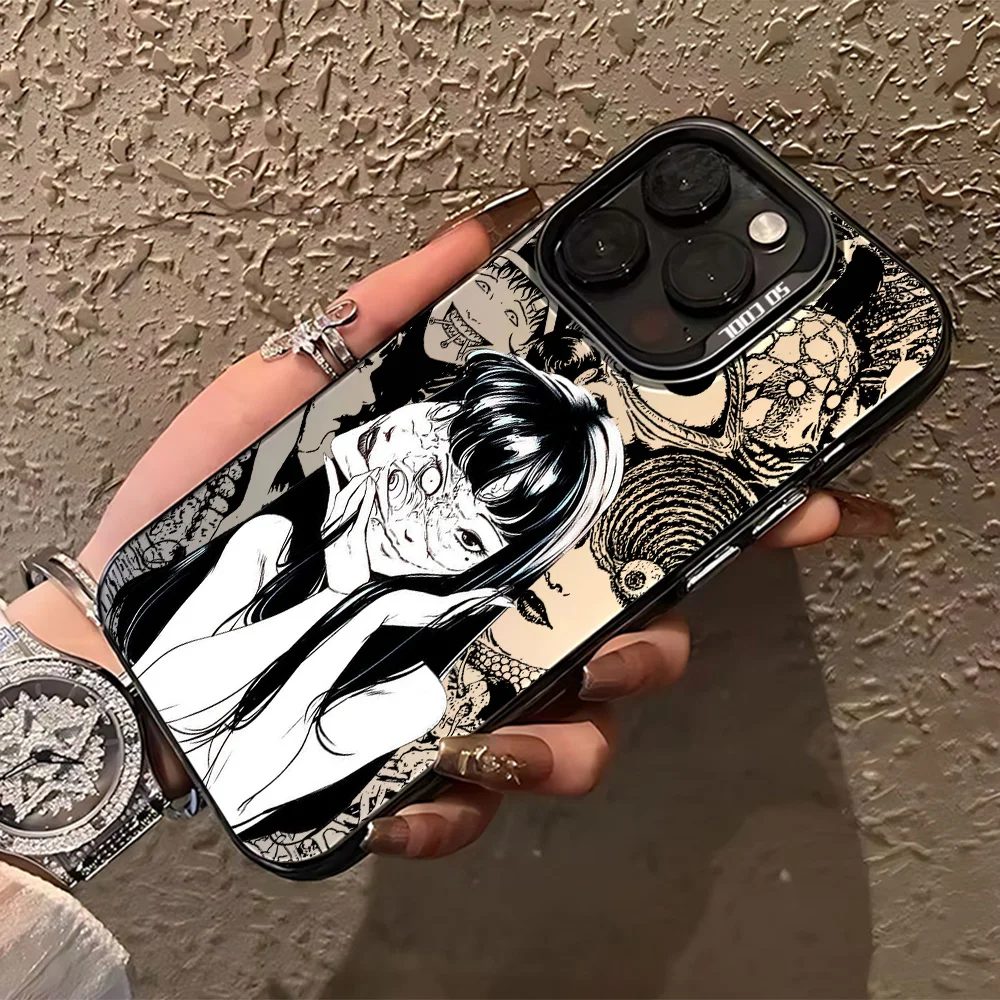 Junji Ito الإرهاب الرعب قضية الهاتف آيفون 16 15 14 13 12 11 mini Pro Max X XR XSMAX 8 7 Plus مكافحة سقوط ماتي الغطاء الخلفي