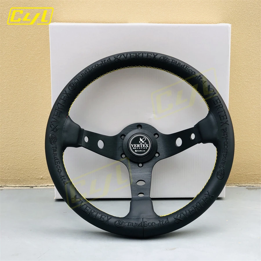 JDM 13inch Black Embroidery Steering Wheel Vertex Racing Sports Steering Wheel With Horn Button