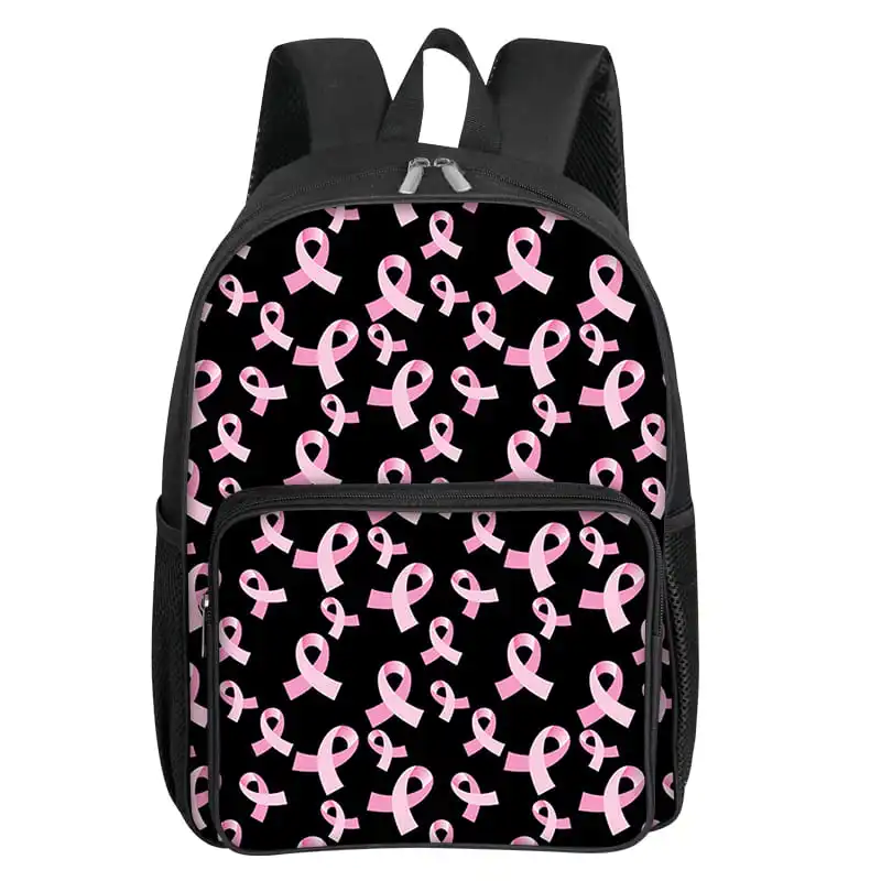 Pink Bow Tie Patten Square Front Pocket Backpack Zipper Large Capacity for Boy/Girls Best Gift 3D Cartoon Children's School Bag