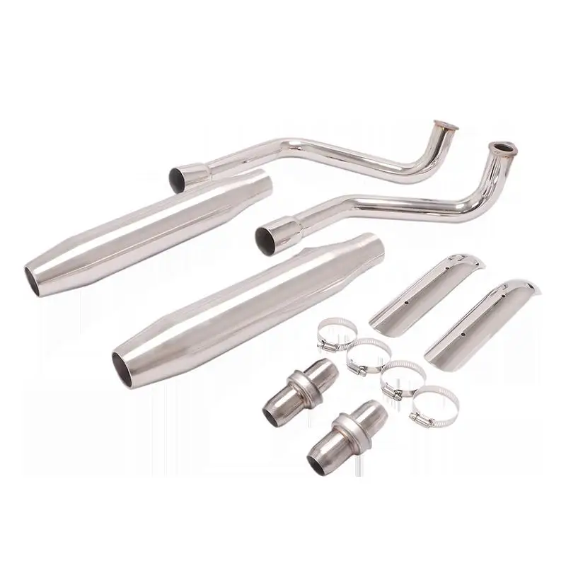 Slip On For Benda BD300-15 Any Year Motorcycle Exhaust Pipe Escape 2 Muffler 2 Mid Link Tube Stainless Steel