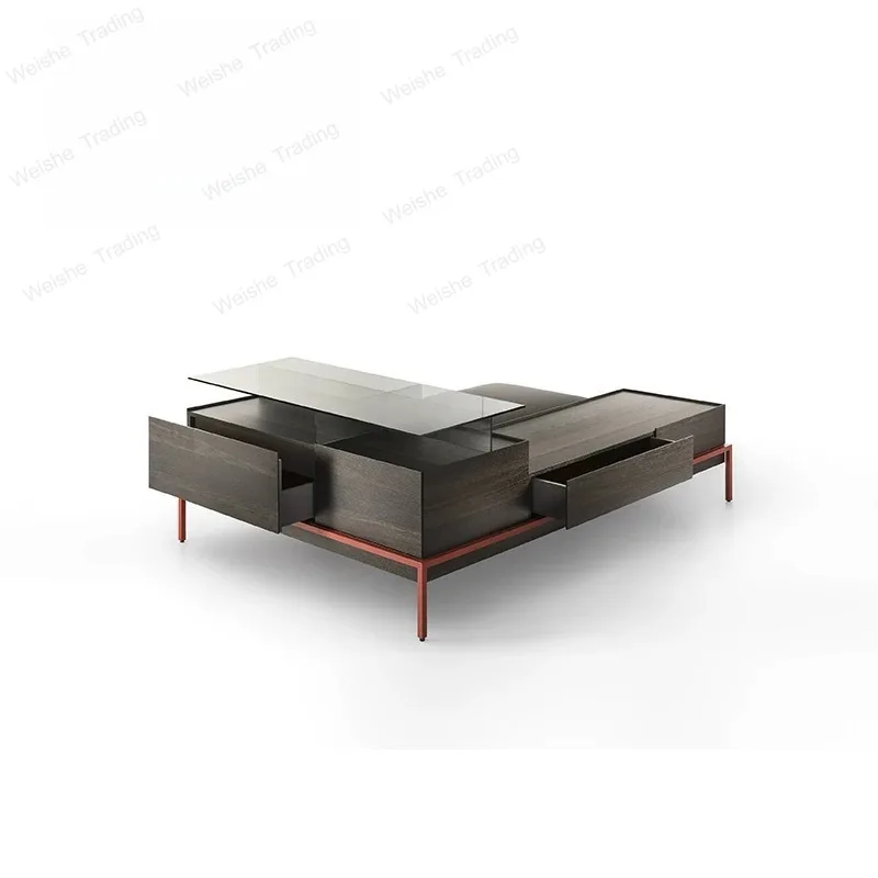 Minimalist style home improvement furniture/model room household L-shaped creative solid wood coffee table