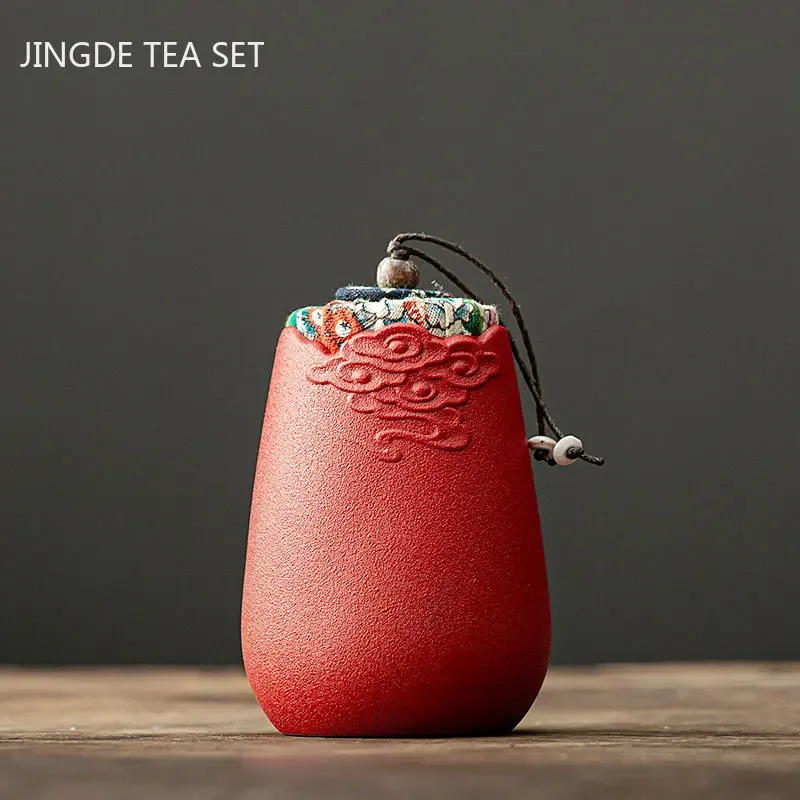 Portable Tea Caddy Travel Tea Bag Sealed Ceramics Jar Tea Storage Moisture-proof Containers Kitchen Spice Coffee Canister