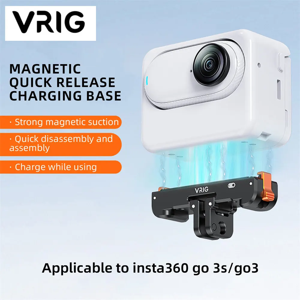 VRIG Go 3 Magnetic Quick Release Adapter for Insta360 Go 3/GO 3S Camera Bracket Rechargeable Base Mount Action Camera Accessorie