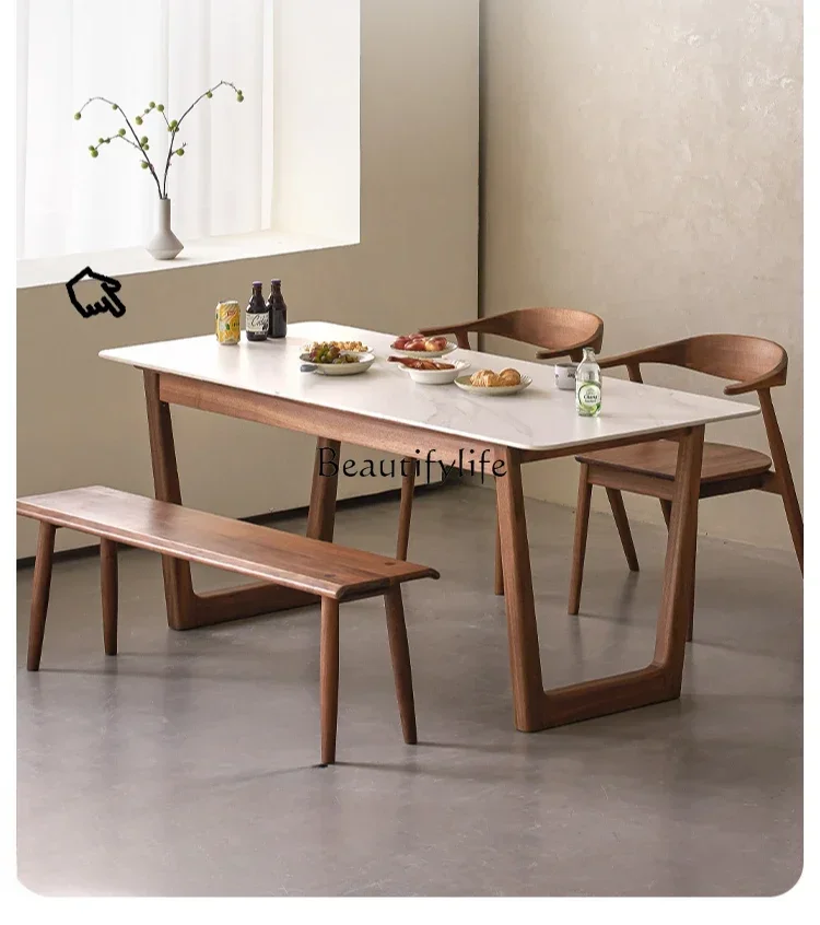 

lSlate dining table Black walnut solid wood rectangular dining table