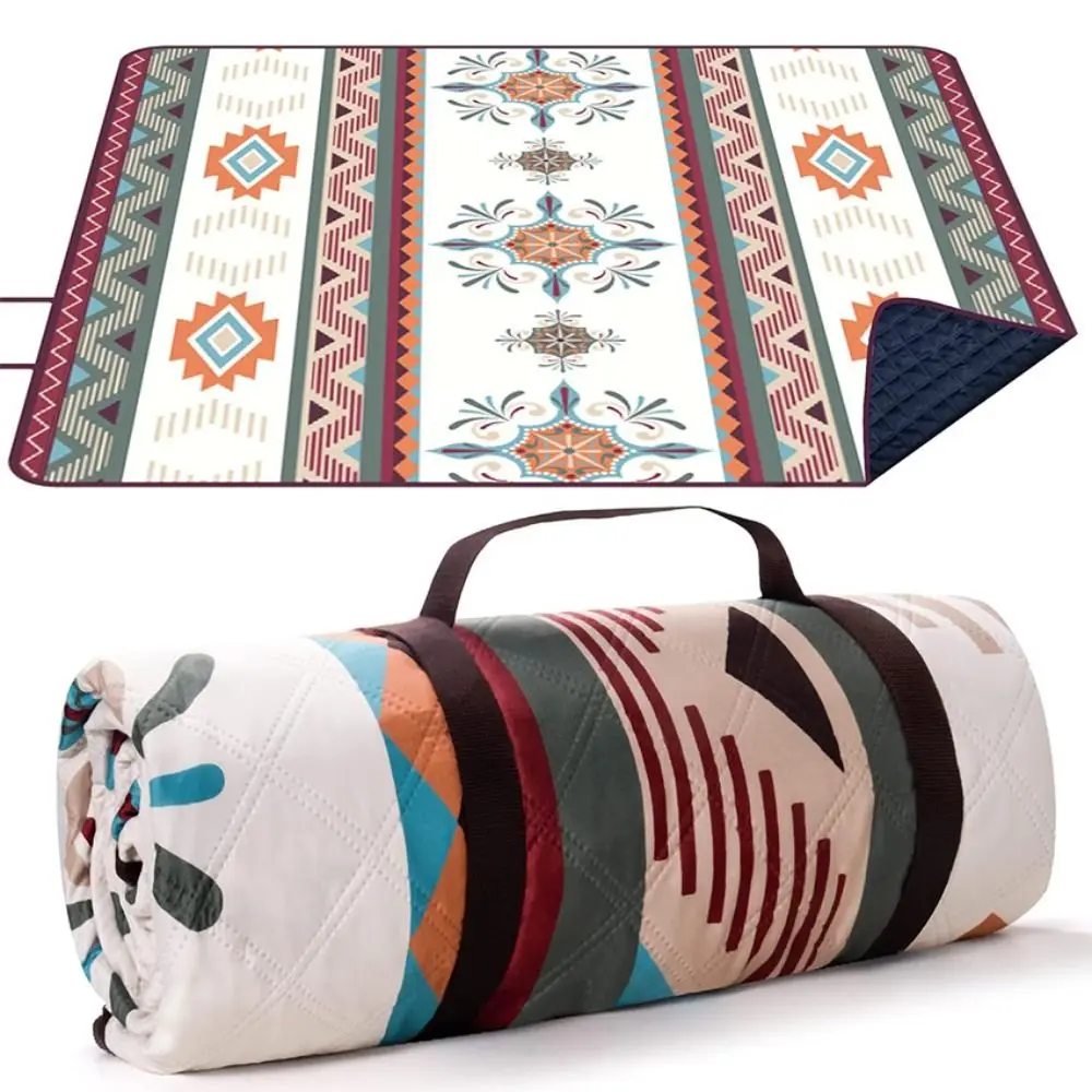 

New Waterproof Picnic Blanket Moisture-proof Large Beach Blanket Portable with Carrying Handle Outdoor Picnic Mat Traveling