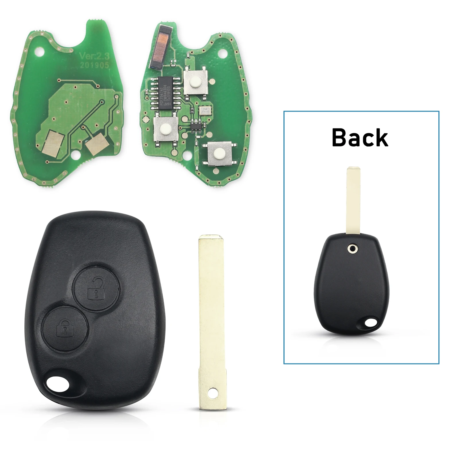 2 Buttons Remote Key For  Renault Kangoo II Clio 3 Duster Modus Twingo DACIA Logan 433MHz PCF7947 Chip