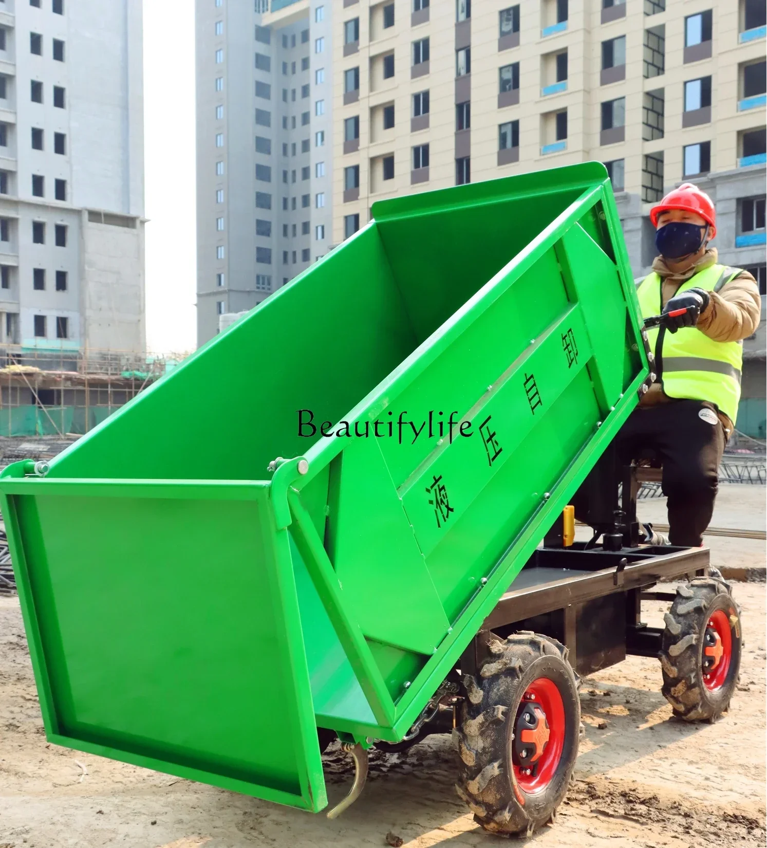 

Construction Site Electric Dumptruck Truck Four-Wheel Dump Truck Ash Bucket Three-Wheeled Cart