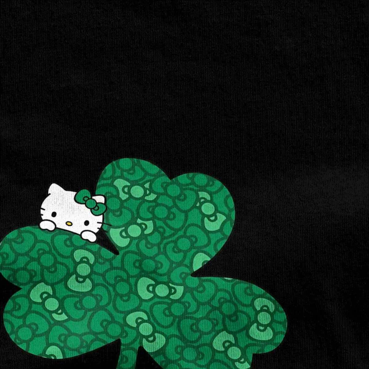 Mens T-Shirt Hello Kitty Clover Bows Saint Patrick's Day T Shirts Novelty Beach Tees Streetwear Casual 100% Cotton Clothing Gift