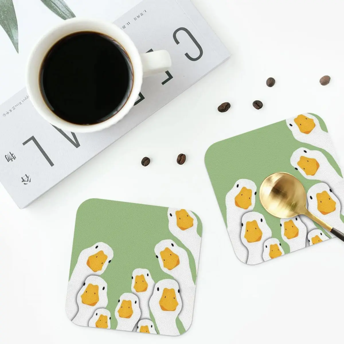 

Cartoon Popular Goose Animal Coasters Kitchen Placemats Waterproof Insulation Cup Coffee Mats For Decor Pads Set of 4