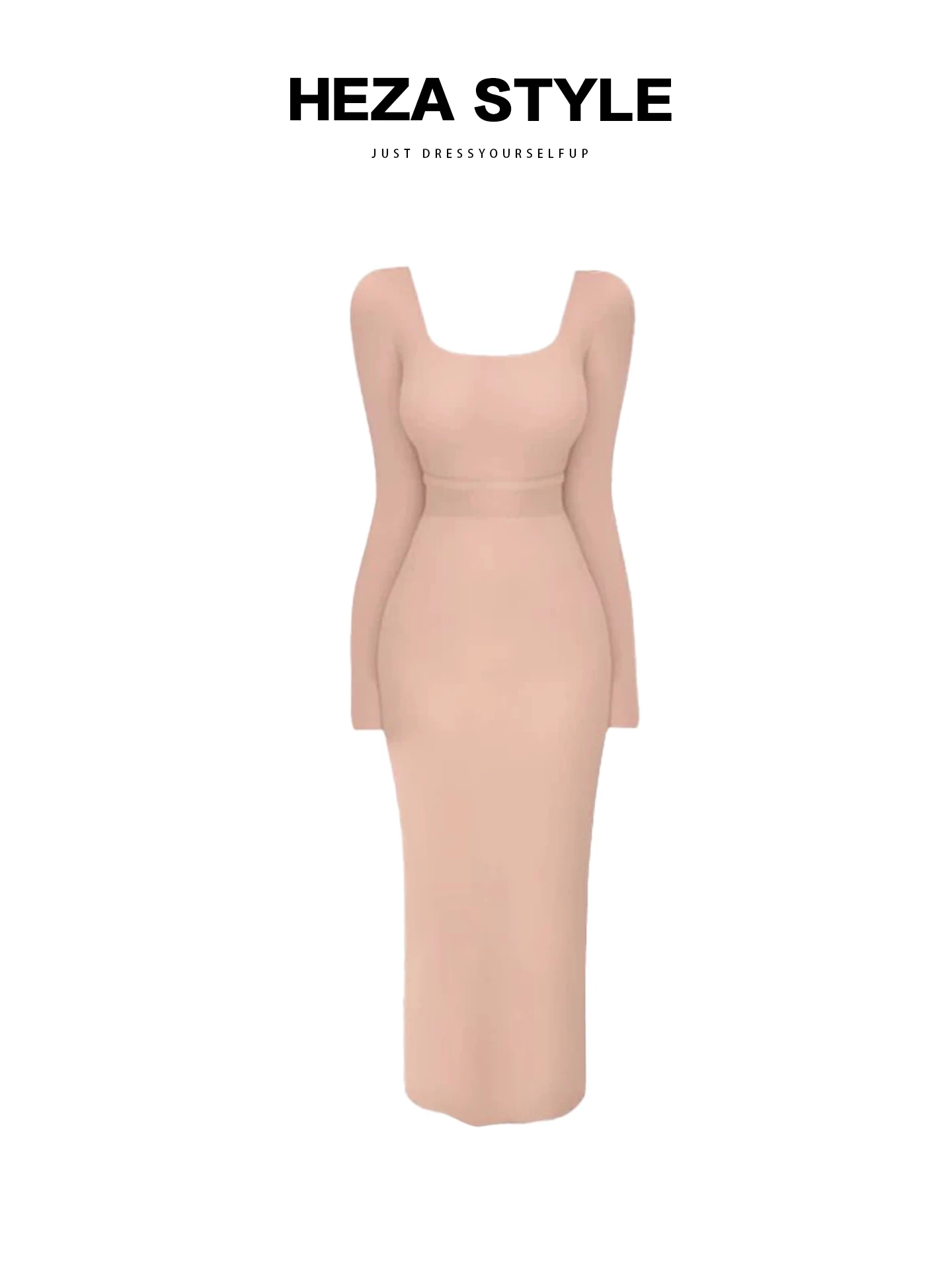 

HEZA Knitted Wrap Dr Women's Autumn Winter Pure Desire Waist Cinching Inner Wear Long Skirt French Sle plus Size