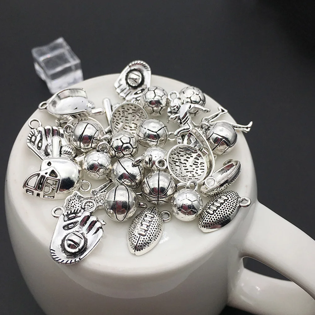 

30 Pcs Sports Series Alloy Pendant Jewelry Finding Charm Making Accessory DIY Accessories Metal