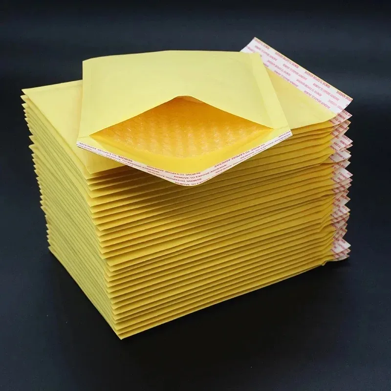 50pcs/lot yellow small 11*15cm white MAILERS PADDED MAILING BAG,Padded Kraft paper white Bubble Envelope yellow